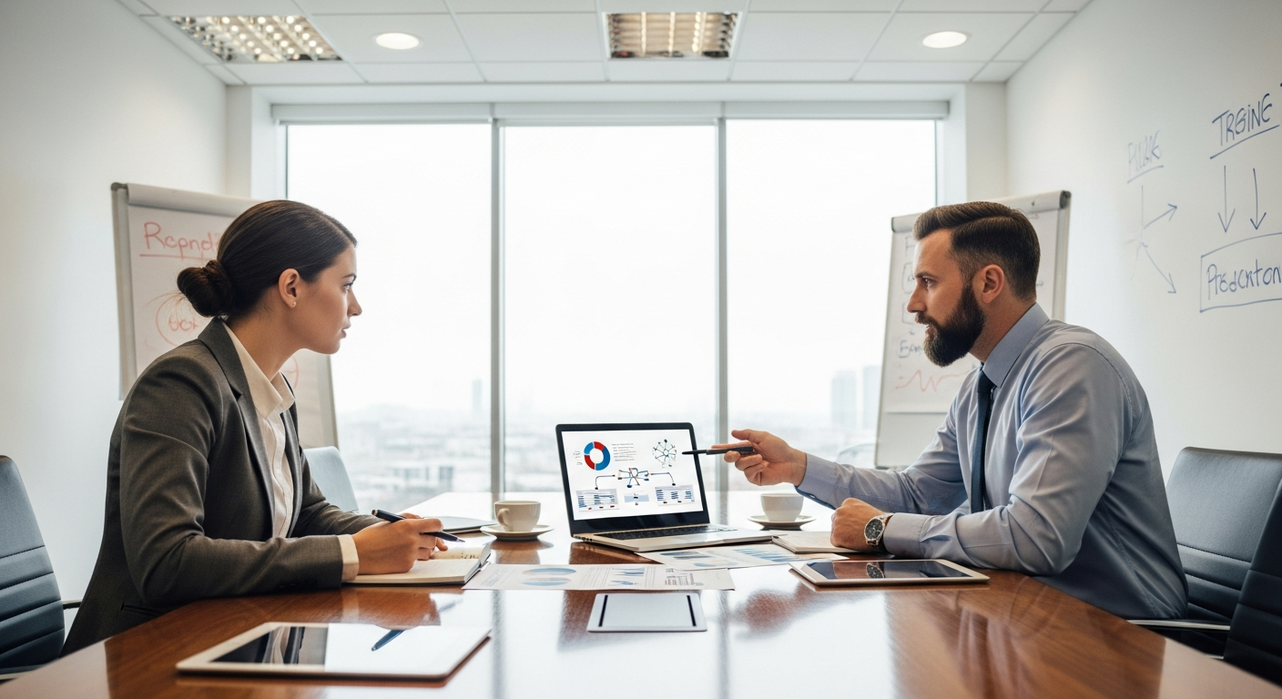 IT consultation session discussing hybrid work connectivity solutions