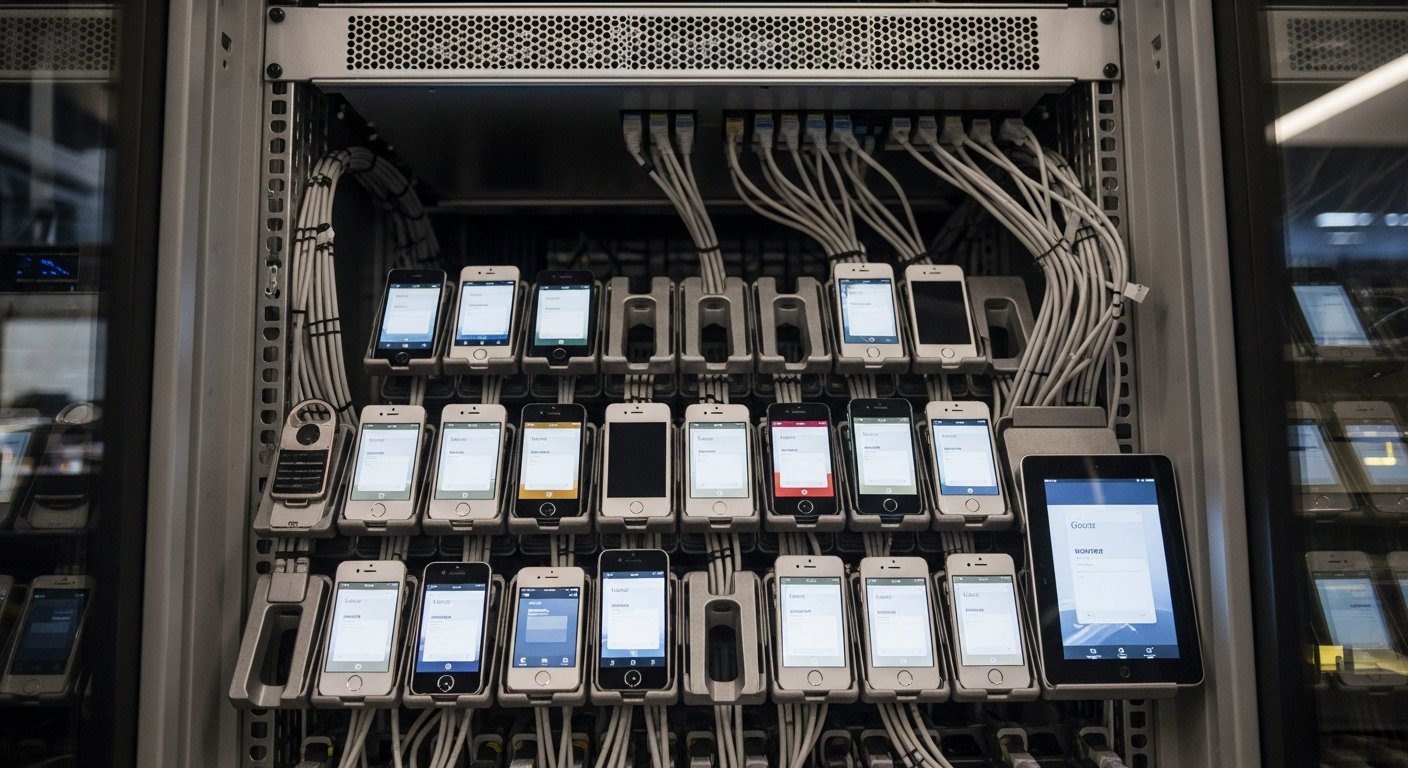 IT administrator configuring mobile device management policies for business smartphones and tablets