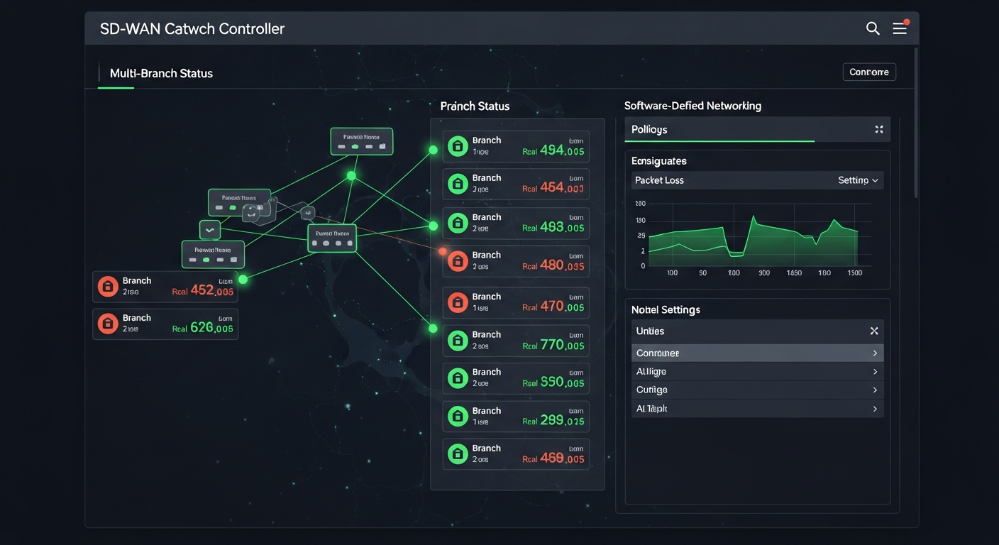 SD-WAN controller dashboard showing real-time traffic management