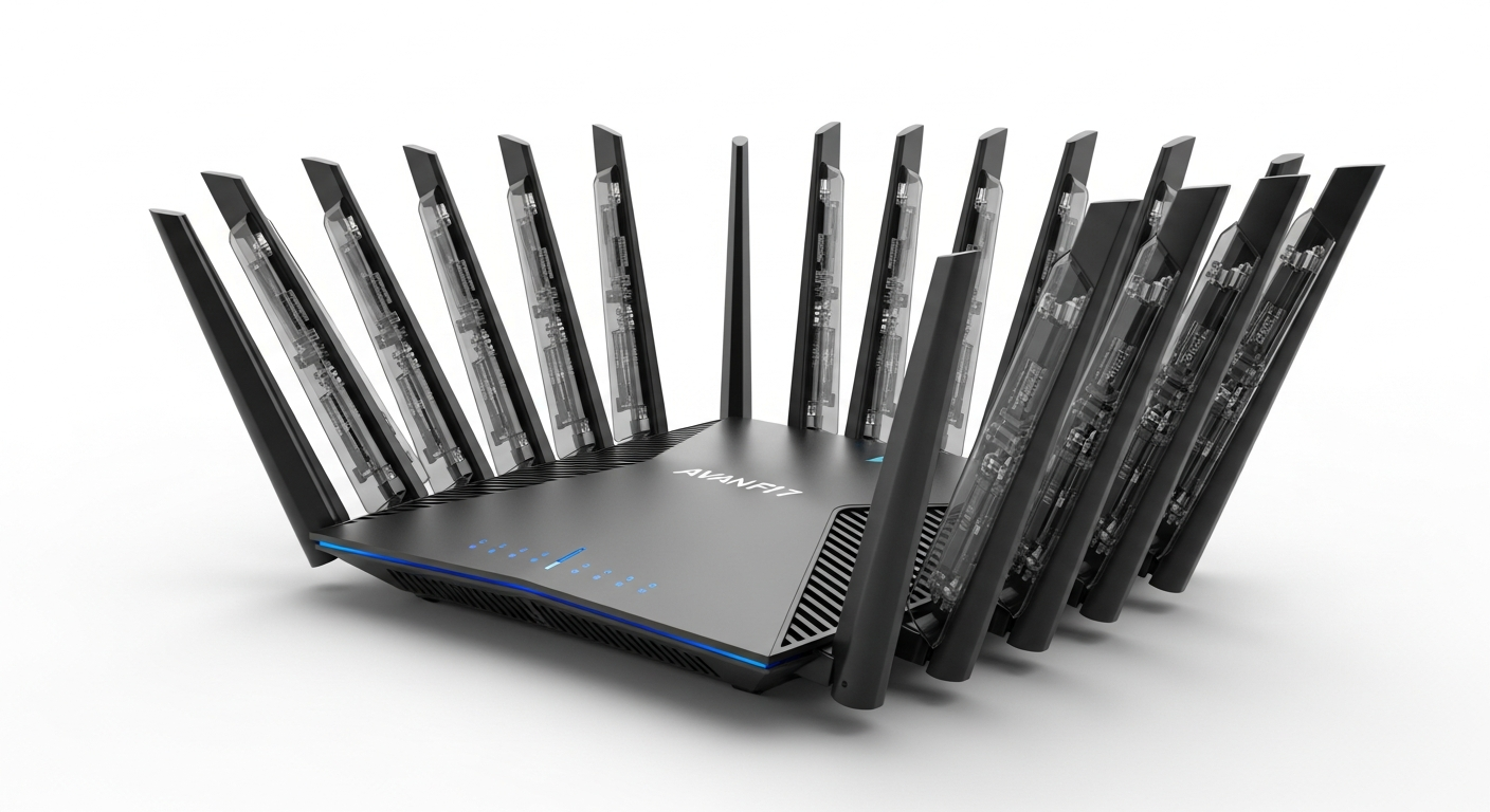 Enterprise WiFi 7 access point showcasing multi-band antenna design for business wireless deployments